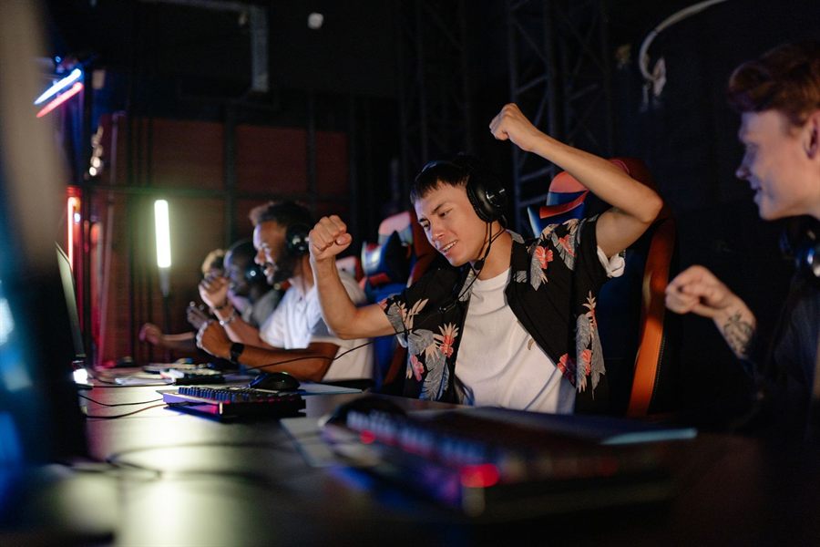 Gamer celebrating a win